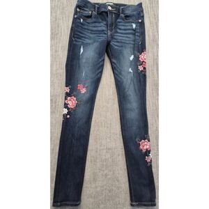 Express floral embroidered legging skinny jeans sz 6 mid rise distressed stretch